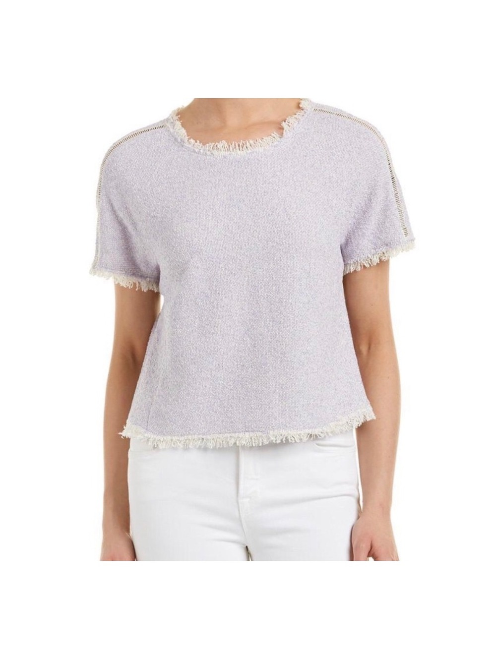 Rebecca Taylor Women's Short Sleeve Tweed Lilac ~ Purple Top SZ 0